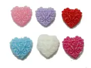 100 Mixed Color Flatback Resin Floral Heart Cabochons 12X12mm DIY Craft