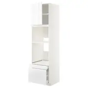 METOD / MAXIMERA hi cab f ov/combi ov w dr/2 drwrs, white/Voxtorp high-gloss/white, 60x60x220 cm