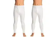 2x Holeproof Aircel Thermal Mens White Long Johns Sleep Pants Underwear MYPY1A Bulk Base Layer