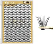 QUEWEL Lash Clusters 320Pcs Individual Lashes 3D Effect Cluster Lashes D Curl Mix9-16mm Clusters Soft Wispy Lash Clusters Extension Reusable Thin Band Soft to Apply at Home(40D D-02 Mix9-16)