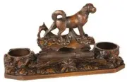 Carving Sculpture MOUNTAIN Lodge Dog Chocolate Brown Resin Hand-Cast