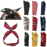 Pack of 9 Retro Bowknot Wire Headbands - Playful Polka Dot & Lattice Designs
