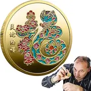 Ruhnjyg Year of The Snake 2025 Coin | Chinese Lunar New Year Fortune Coin,Metal Coin for Chinese Spring Festival, 2025 Year of The Snake Collectible Coin, Lucky Snake Souvenir Coin for Collectors