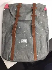 KAUKKO Canvas Flap Backpack - Grey Anchor Design Laptop,Hike, Beach, New