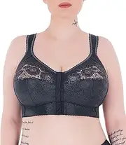 [Sermija] Bra Full Cup, Soft Minimiser, Without Underwire, with Front Closure, with lace, Large Sizes, Wide Straps, Cotton Laminated, Soft, Stable Support, Large Breasts, Comfortable