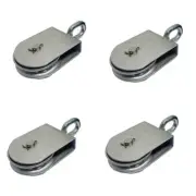 4 Pc Marine Stainless Steel 3" Sheave Square Block 1/2" Wire Pulley 1400Lb WLL