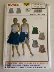 Burda 8089 Sewing Pattern Sizes 8-18 Frilled Contrast Salsa Skirts