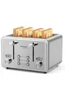 4 Slice Toaster, whall Stainless Steel,Bagel Toaster - 6 Bread Shade Settings,