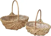 GANAZONO 2pcs Vintage Woven Storage Basket Multi Function Picnic Container for Outdoor Gatherings Home Decoration Organizing Bread Fruits and Flowers