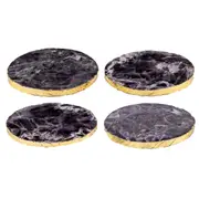 4PK Allira 10cm Agate Drink Coaster Set Tableware Mat Table Protector Amethyst