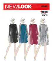 New Look Pattern 6469 Misses' Easy Knit Dress with Length and Sleeve Variations