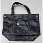 二手RABEANCO BLACK LEATHER SHOULDER BAG真皮肩托特包