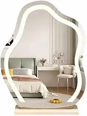 Makeup Mirror with LED Strip Light, 17" x 21.8", 3 Light Modes Vanity Mirror, Cloud Pattern Design ues for Tabletop or Wall-Mounted Bedroom Dormitory