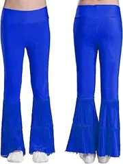 [iiniim] Toddler Girls Stretchy Bootcut High Waisted Flare Leggings Casual Workout Tassel Bell-Bottom Pants