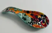 NEW Anthropologie Amaryllis Floral Design Green Ceramic Spoon Rest Holder 8.75"