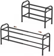 2-Tier Shelf Adjustable Heavy Duty Metal Rack Storage Organizer Expandable Shoe