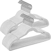 SONGMICS Velvet Hangers, Pack 50 Coat Hangers for Clothes, Non-Slip, with Shoulder Notches, Trouser Bar, 360° Swivel Hook, Space-Saving, 0.6 cm Thick, 43 cm Long, Classic White CRF029W05