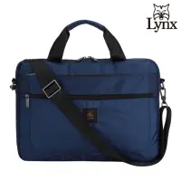 在飛比找momo購物網優惠-【Lynx】美國山貓旅行休閒多隔層機能側背公事包布包(深藍色