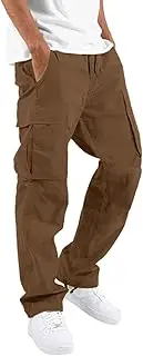 [Generic] Mens Cargo Pants Hiking Pants Casual Joggers Elastic Waist Work Pants Loose Fit Straight Workout Pants with Pockets