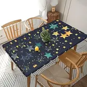 5 Foot Rectangle Elastic Fitted Tablecloth, Waterproof Edged Great for Picnic Party Outdoor Patio,Stars Eastern Stars