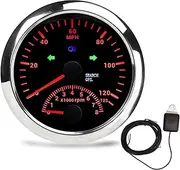 85mm GPS Speed Gauge 3 3/8in 0‑125MPH Waterproof DC9‑32V for Ship Yacht Motorcycle ATV Engineering Vehicle(Black Dial Silver Bezel)