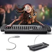 DMX Stage Light Controller,384 Channels Fog DJ Controller,Stage Lighting Console,Support 30 Banks 8 Scenes 24 fixtures,for Program Editing of DJ Lights Show Bar Club Christmas