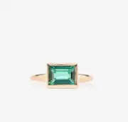 2.18 C Octagon Cut Natural Emerald Engagement Ring14K solid Rose gold