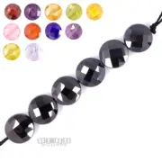 6 + 4 Bonus Cubic Zirconia 8mm Faceted Flat Round Coin Beads, Hard and Sparkle