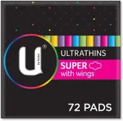 Ultrathin Pads Super with Wings 72 Count (6 X 12 Pack) - Packaging May Vary