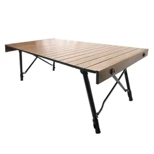 【ADISI】木紋兩段式鋁捲桌 AS21028-1 L(摺疊桌 露營桌 蛋捲桌 高度可調)