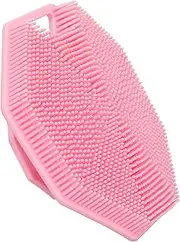 Alyvisun Silicone Body Brush Shower with Hook and Suction Cup, Body Massage Brush Bath Brush [Gentle Exfoliation and Massage], Silicone Body Scrubber for All Skin Types (Pink)