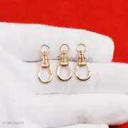 9k Gold Natural Ruby Charm Holder, Watch Chain Clip, Dog Clip, Swivel Clip