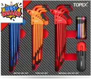 38Pc Allen Key Set Multicolor Folding Hex Wrench Ball End Torque Metric Imperial