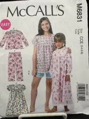 McCall's M6831 Girls 3 - 6 Top, Shorts, Pants, Nightgown Sew Pattern Lanz Style