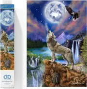 Mystic Wolf Full Drill Round Dotz Diamond Art Kit, 26.4x18.5in - All-Inclusive