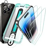ESR for iPhone 14 Pro Max Screen Protector Set, 3 Tempered-Glass Screen Protectors and 1 Set of Camera Lens Protectors, Smooth Rounded Edges, Full-Coverage Military-Grade Protection, Scratch Resistant