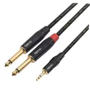 DISINO 1/8 Inch TRS Stereo to Dual 1/4 inch TS Mono Y-Splitter Cable 3.5mm Aux