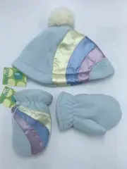 NEW Gymboree Apres Ski S M Pom Pom Hat Mittens Set Satin Stripe Vintage