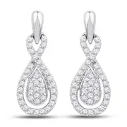 14k White Gold Diamond Oval-shape Dangle Earrings 1/3 Cttw