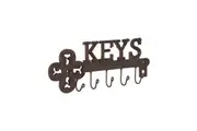 Willow & Silk Metal 30cm Skeleton 'Keys' Coat/Scarf 5-Hook Wall Hanger/Organiser