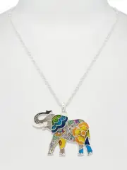 Elephant Designer Pattern Pendant Necklace Turtle Multi Colored