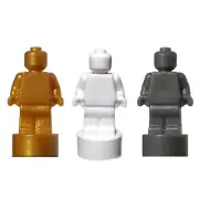 NEW LEGO - MicroFig - Plain - statue set x 3 - White Dark Gray Pearl Gold trophy