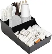Yabound Coffee Station Organizer for Countertop, Coffee Bar Organizer, Modern Coffee Bar Accessories for Coffee Pods, Syrup, Cups, And Stirrer, 9 Compartment, Black