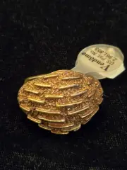Vintage Vendome Goldtone Textured Brutalist Modernist Adjustable Cocktail Ring