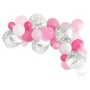 Bright and Light Pink Disco Ball Balloon Arch Kit