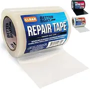 Fabric Repair Tape for Boat Covers, Canvas, Pop Up Camper, RV Awning, Tarp, Canopy, Vinyl, Bimini Tops, Sail, Air Mattress - Waterproof Heavy Duty Patch Kit 30FTx3 Clear