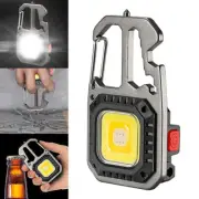 Portable COB Keychain Flashlight With Hook USB Rechargeable 8 Working Modes