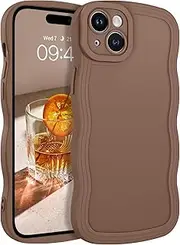YINLAI Case for iPhone 15 Plus, iPhone 15 Plus Phone Case Cute Curly Wave Frame Shape Soft TPU Silicone Cover for Women Men Camera Protection Shockproof Phone Case for iPhone 15 Plus 6.7", Brown