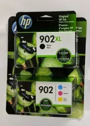 HP Genuine 902XL Black Ink Cartridge+902 Cyan Magenta Yellow 3-Pack Tri Color 4x