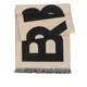 BURBERRY Logo 徽標羊毛圍巾（經典米色/黑色） _廠商直送